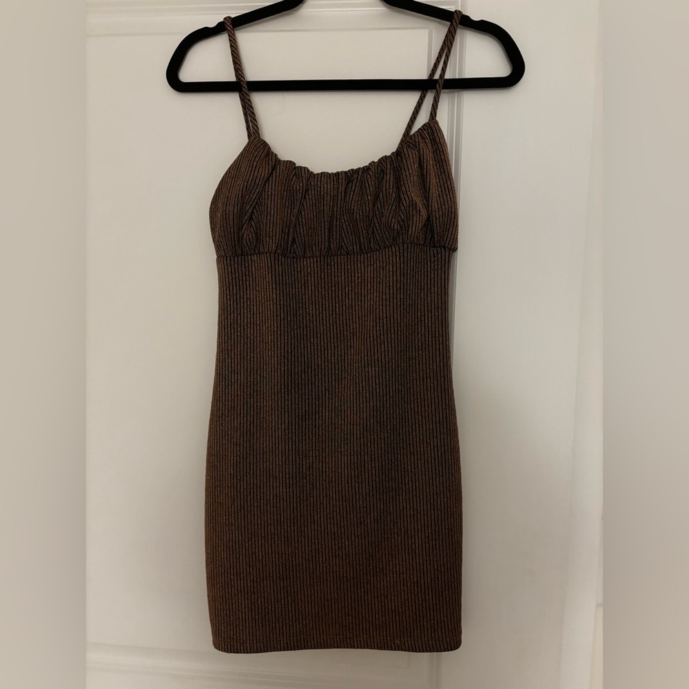Striped black and rose gold dress. Size small.